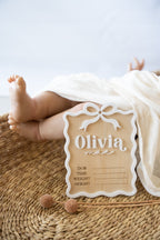 Wavy Bow Birth Announcement Plaque