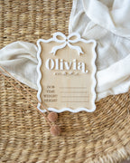 Wavy Bow Birth Announcement Plaque