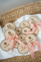 12 Months Milestone discs (Scalloped edge with Ribbon)