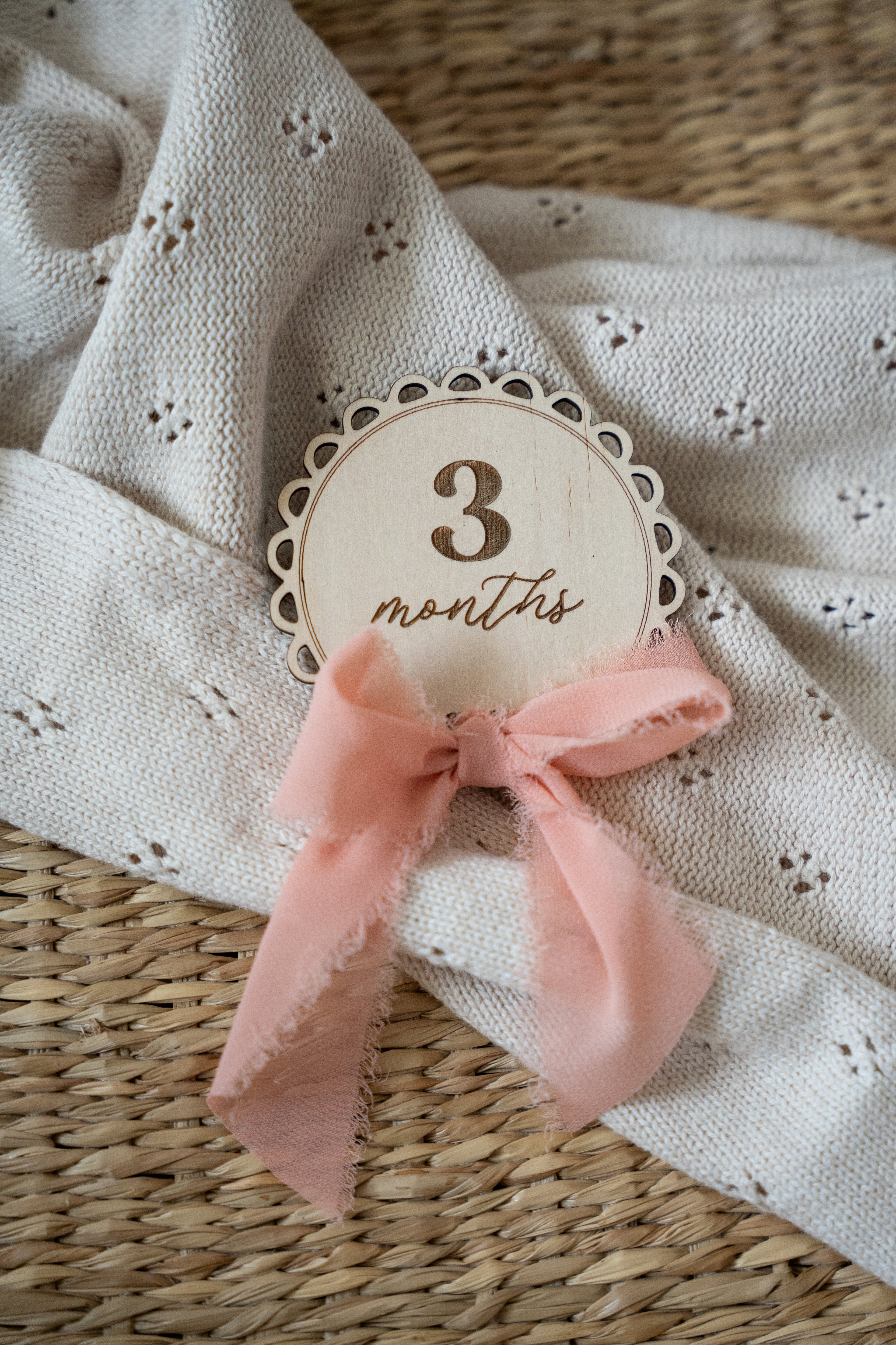 12 Months Milestone discs (Scalloped edge with Ribbon)