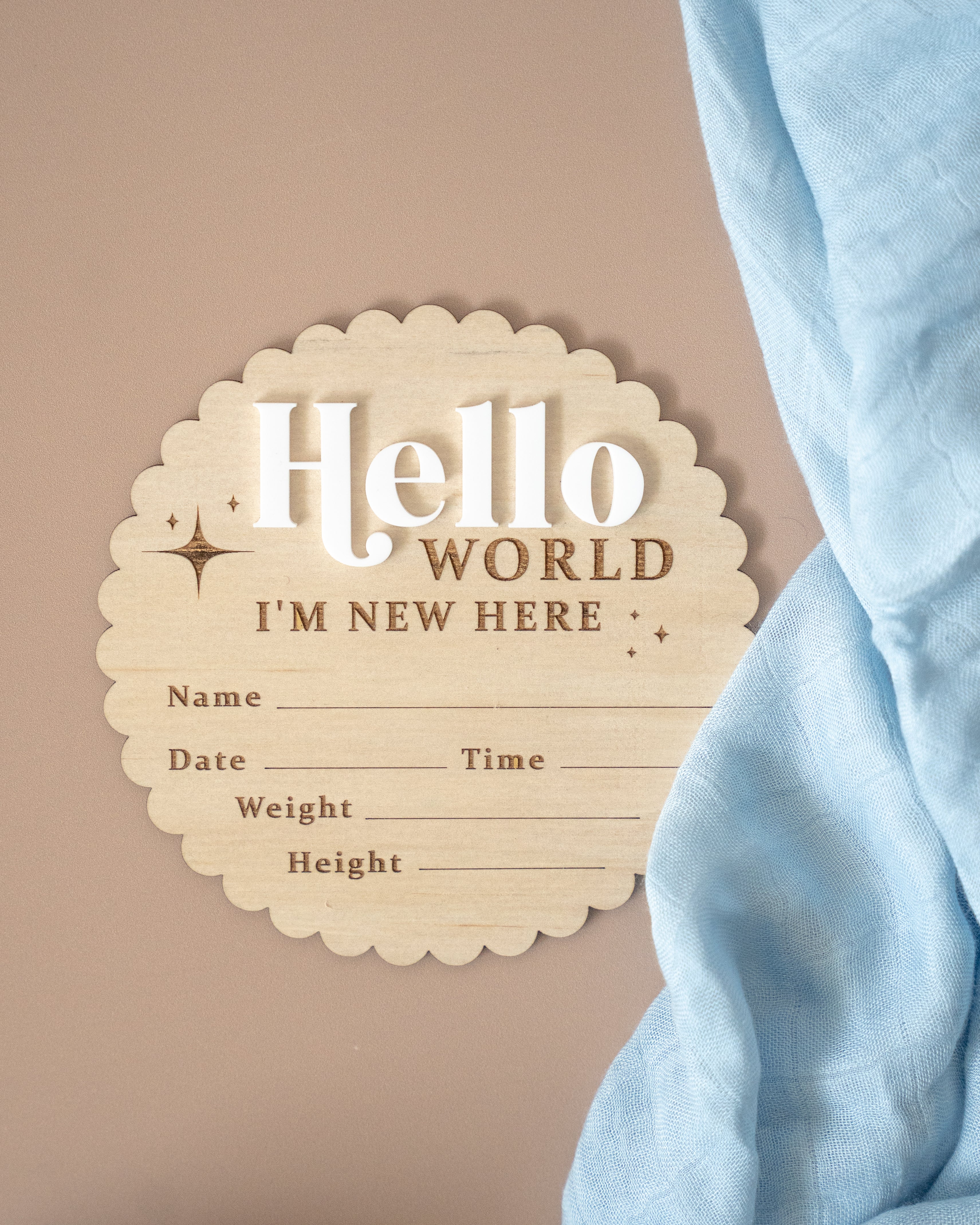 'Hello World' Baby Announcement plaque