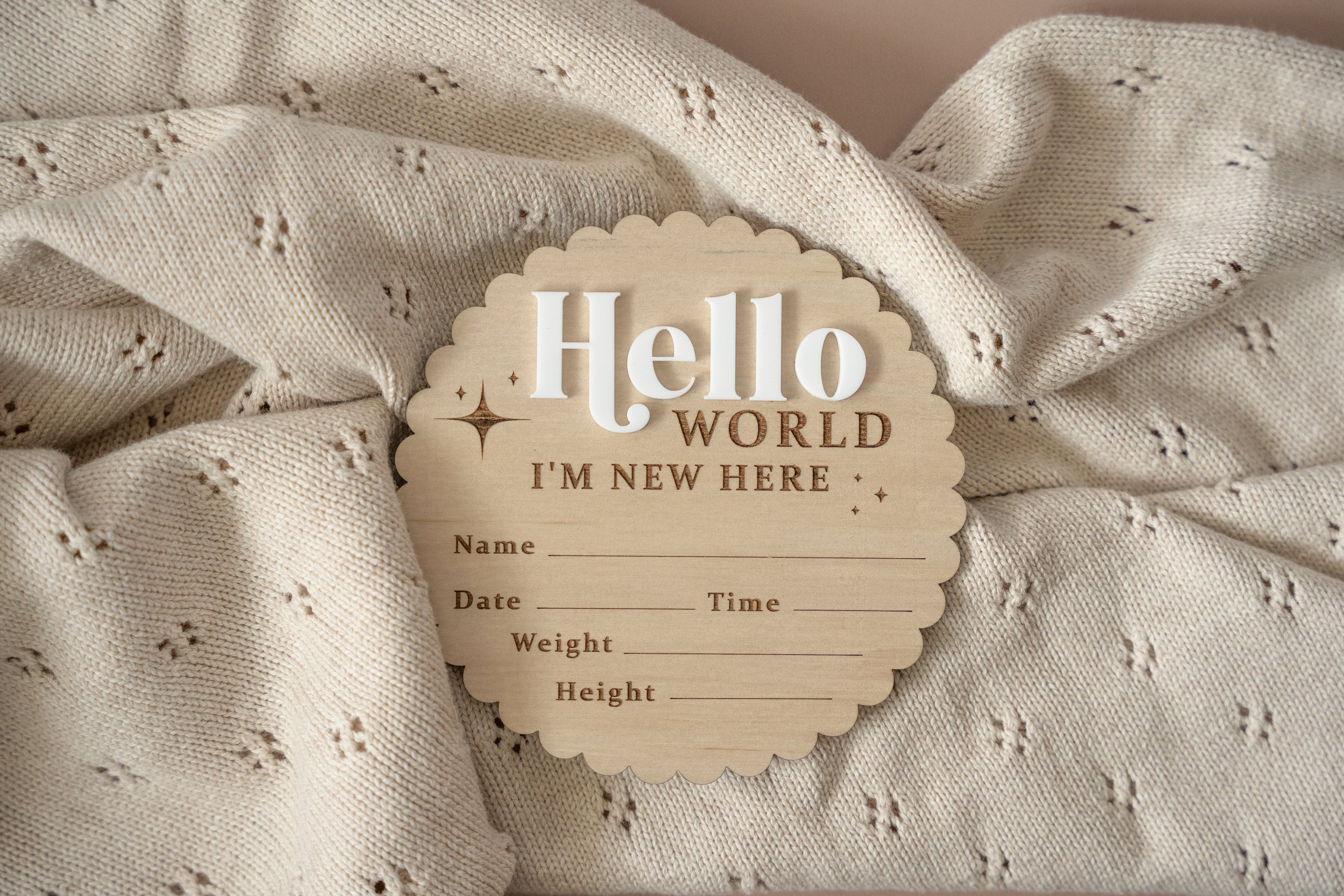 'Hello World' Baby Announcement plaque