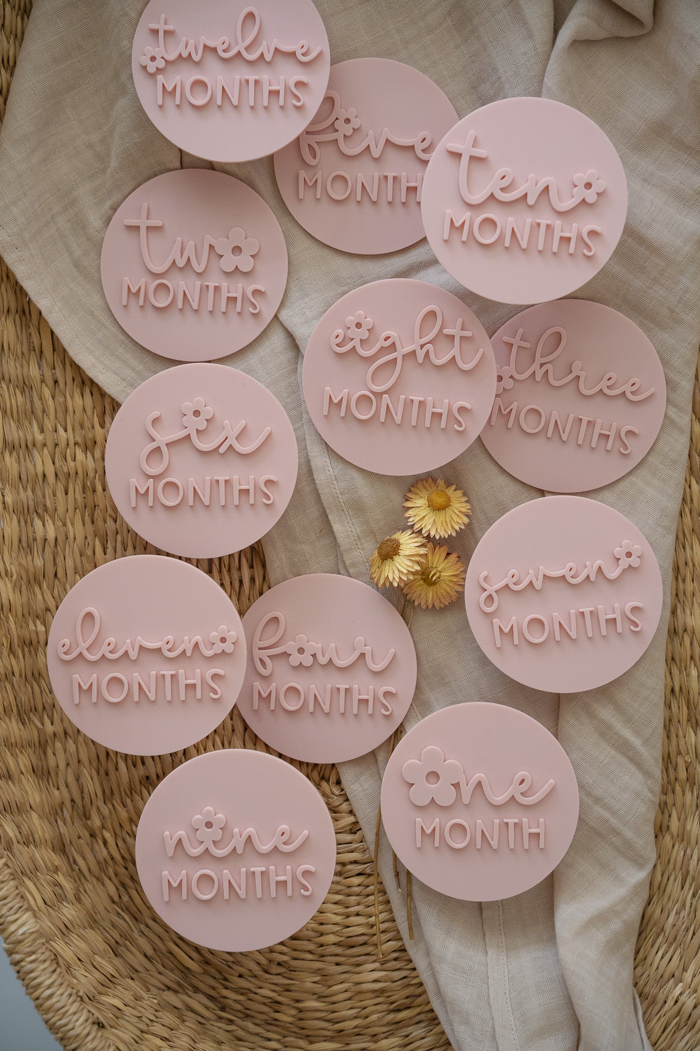 Acrylic Milestone discs (Daisy Font)