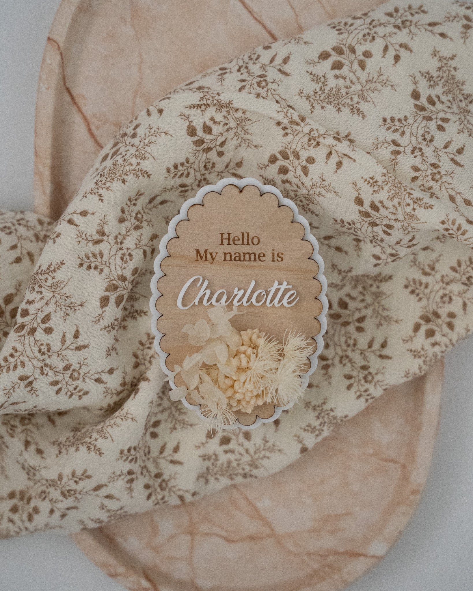 Floral Arrival Name Plaque